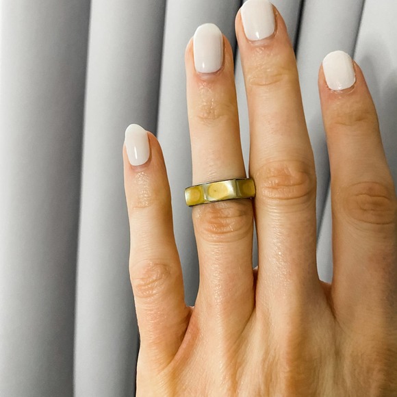 VTG Yellow Pearlescent Sheen Block Band Ring - Picture 3 of 6